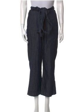 Frame Denim Dark Indigo Wide Leg Paper Bag Pants